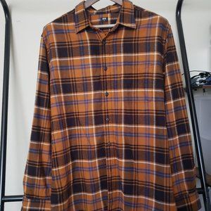 Uniqlo Standard Fit Flannel (Mustard Orange/Blue)